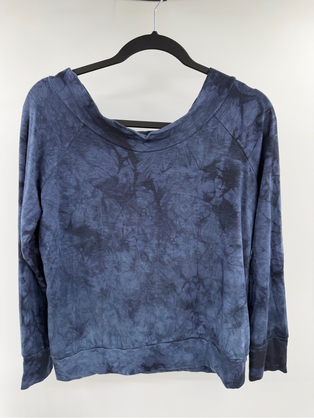 Groceries Apparel Blue Tie Dye Boat Neck Sweatshirt Small Tencel USA made boho